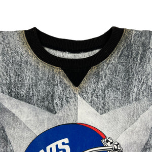 Vintage 1989 New York Giants helmet acid wash all over print lightweight crewneck shirt (L/XL)