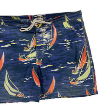 Load image into Gallery viewer, Vintage 2000s Polo Ralph Lauren sail boats all over print AOP faded swim trunks shorts (M/L)