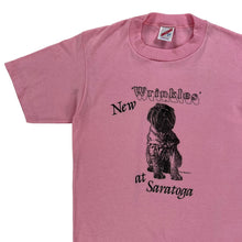 Load image into Gallery viewer, Vintage 80s New Wrinkles at Saratoga pug dog pink pastel tee (S)