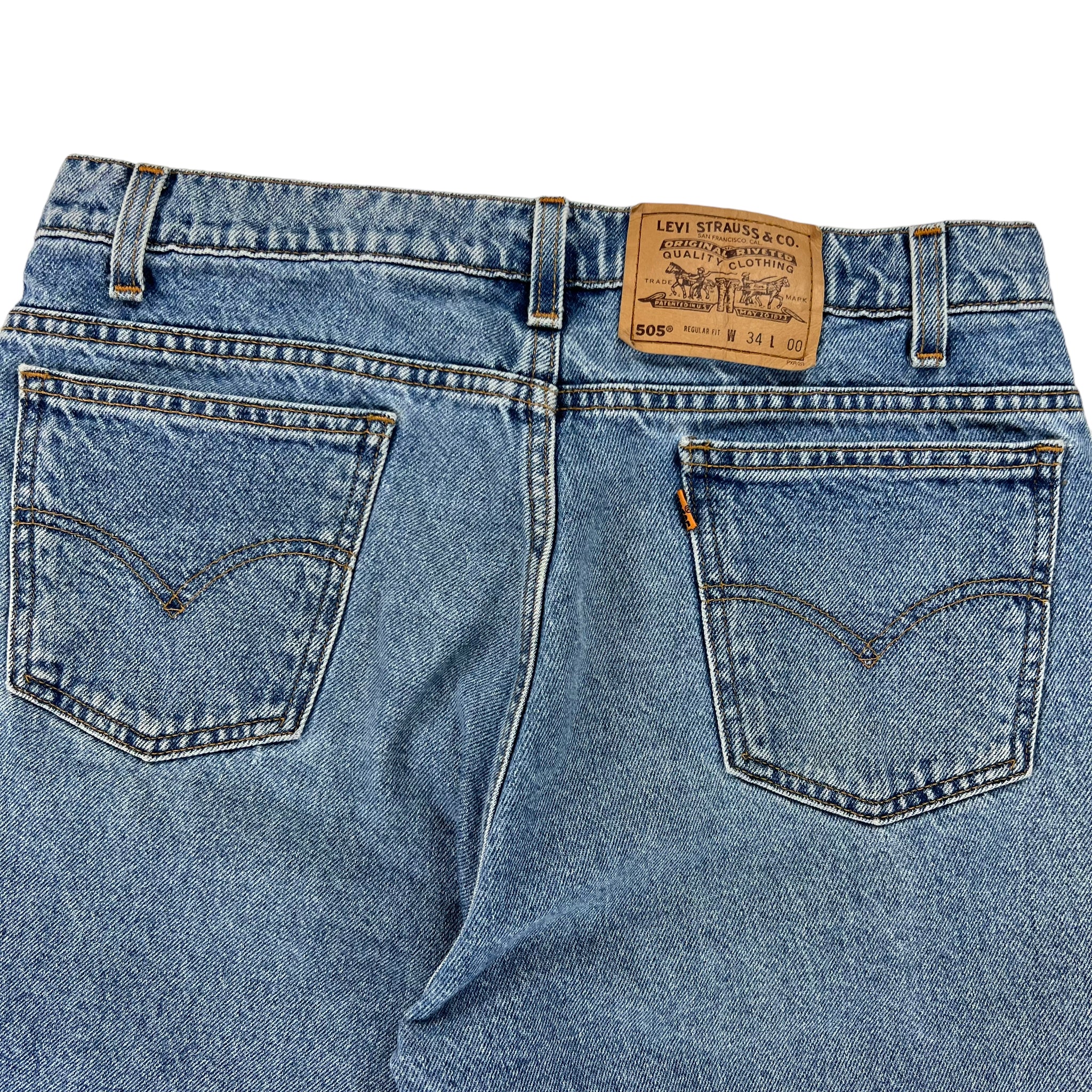 Vintage 90s Levi's 505 orange tab denim jean shorts (32) – The