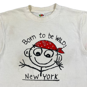 Vintage 2000s Born To Be Wild New York NYC stick man tee (M)