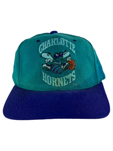 Vintage 90s Charlotte Hornets AJD wool faded two tone back spell out wool SnapBack