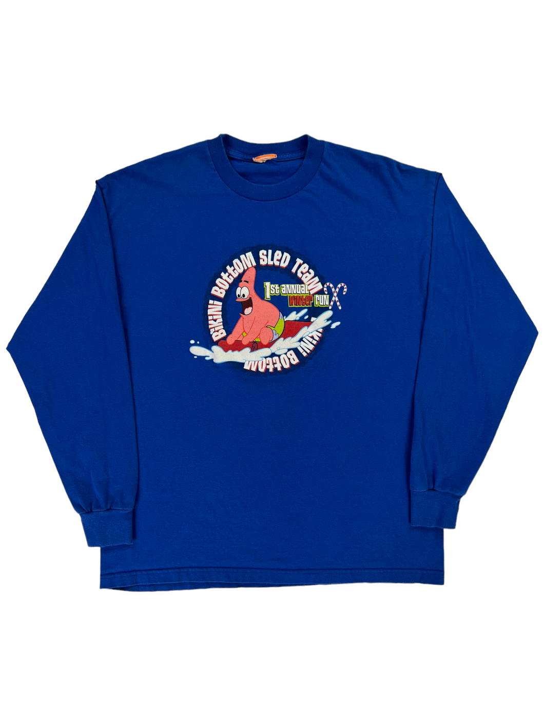 Vintage 2000s SpongeBob SquarePants Patrick Star Bikini Bottom Sled Team long sleeve tee (XL)