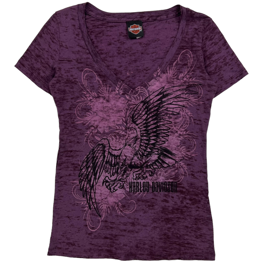 Y2K Harley Davidson Motorcycles women’s V-neck biker tee (L)