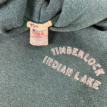 Load image into Gallery viewer, Vintage 80s Champion Timberlock Indian Lake faded green YOUTH hoodie (YL)