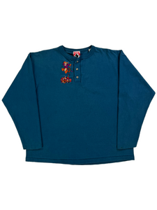 Vintage 90s Mickey Co Tigger Winnie the Pooh button 1/4 button up long sleeve tee (L/XL)