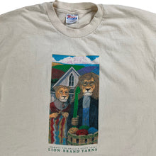 Load image into Gallery viewer, Vintage 90s Hanes Lion Brand Yarns American Gothic parody art promo tee (XL)