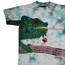 Load image into Gallery viewer, Vintage 90s Lizard wrap around print tie dye youth tee (L)