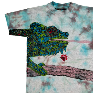 Vintage 90s Lizard wrap around print tie dye youth tee (L)