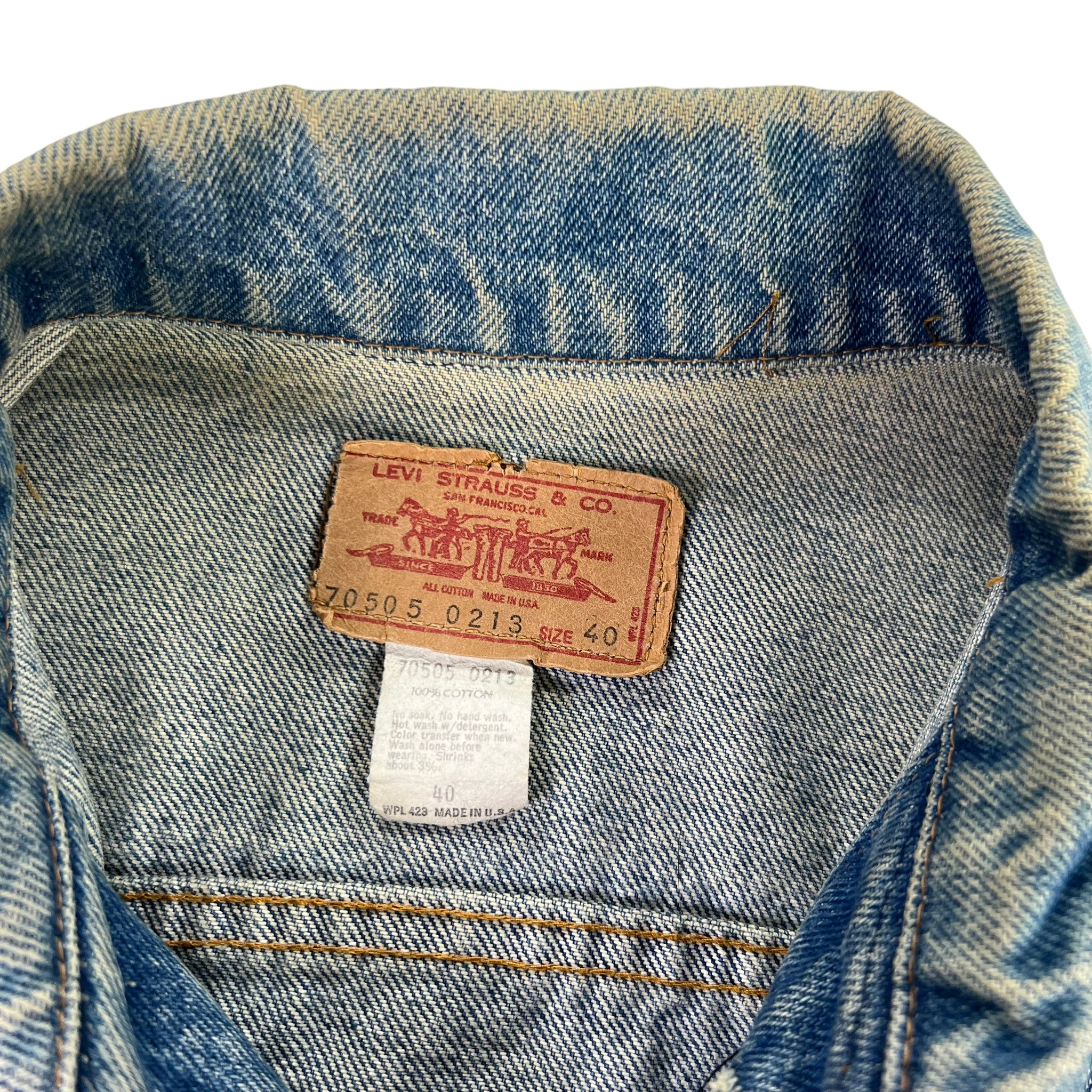 Vintage 80s Levi's 70505 0213 WPL 423 faded denim jean jacket (40 