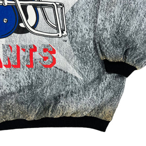 Vintage 1989 New York Giants helmet acid wash all over print lightweight crewneck shirt (L/XL)