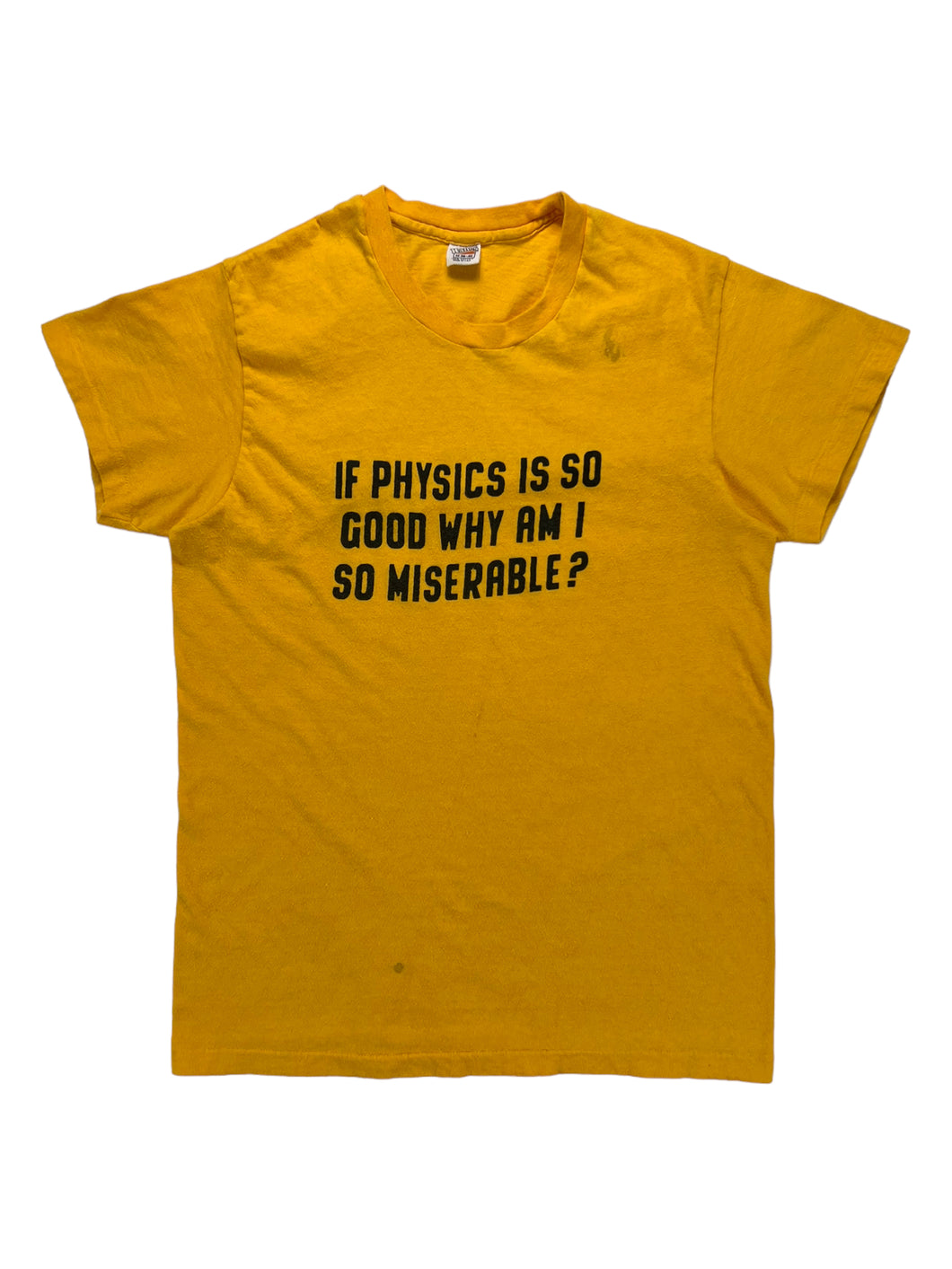 Vintage 70s Hanes IF PHYSICS IS SO GOD WHY AM I SO MISERABLE? faded tee (S/M)