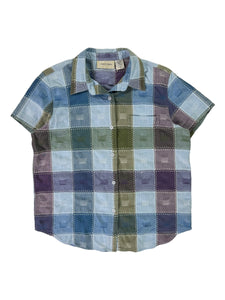Vintage 2000s Lemon Grass plaid women’s button up shirt (L)