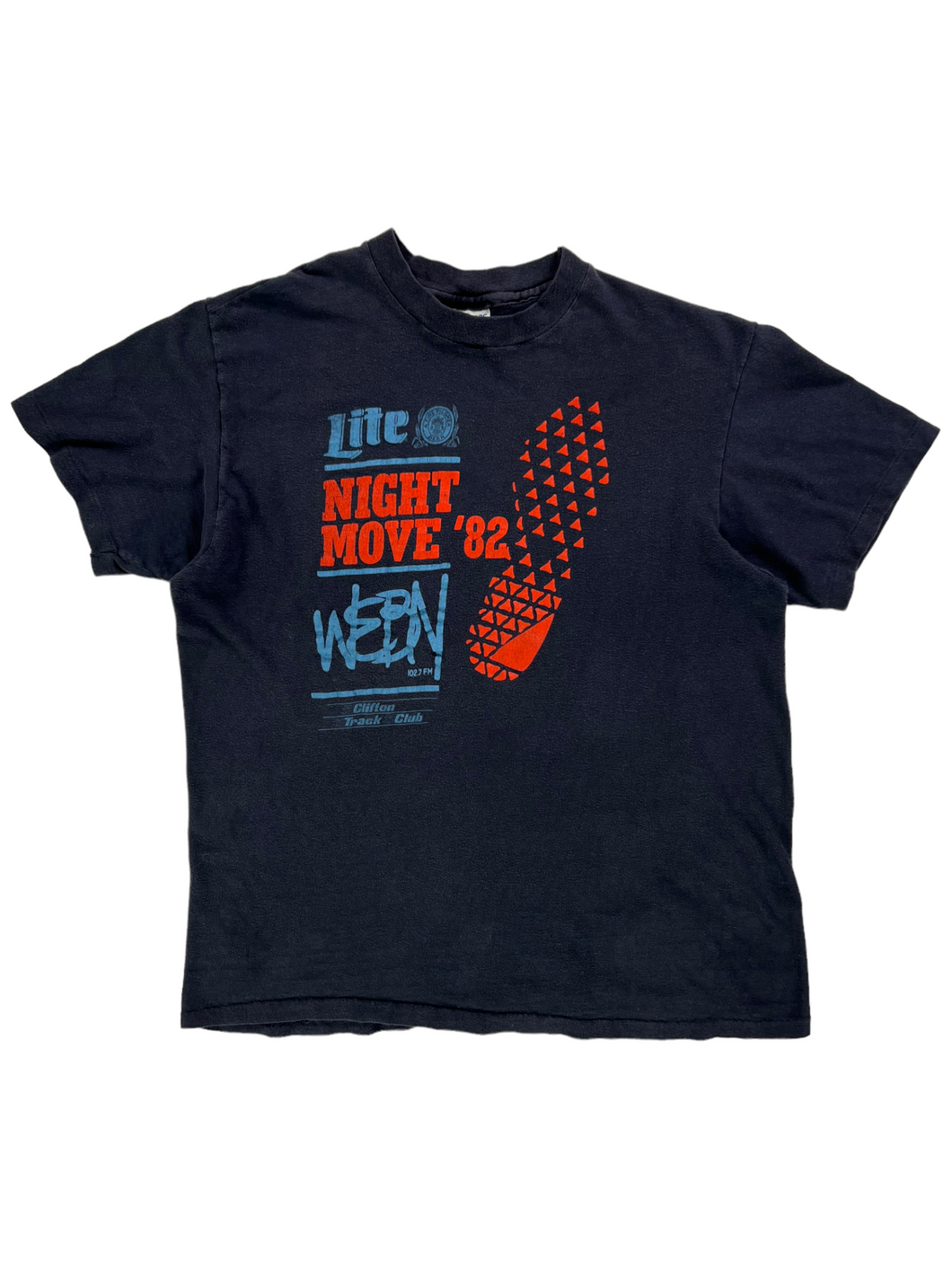 Vintage 1981 Hanes Miller Lite WEBN 102.7 FM faded radio tee (S/M)