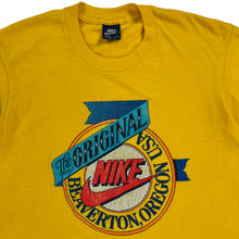 Load image into Gallery viewer, Vintage 80s The Original Nike Beaverton Oregon USA yellow tee (L)