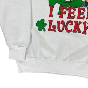 Vintage 90s leprechaun I Feel Lucky signal artwear crewneck (L)