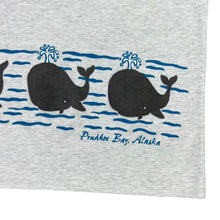 Load image into Gallery viewer, Vintage 90s Prudhoe Bay Alaska whales wrap round print YOUTH tee (YM)