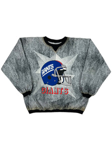 Vintage 1989 New York Giants helmet acid wash all over print lightweight crewneck shirt (L/XL)