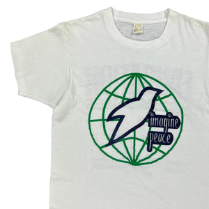 Vintage 80s Imagine Peace anti war Education Not Missiles tee (M)