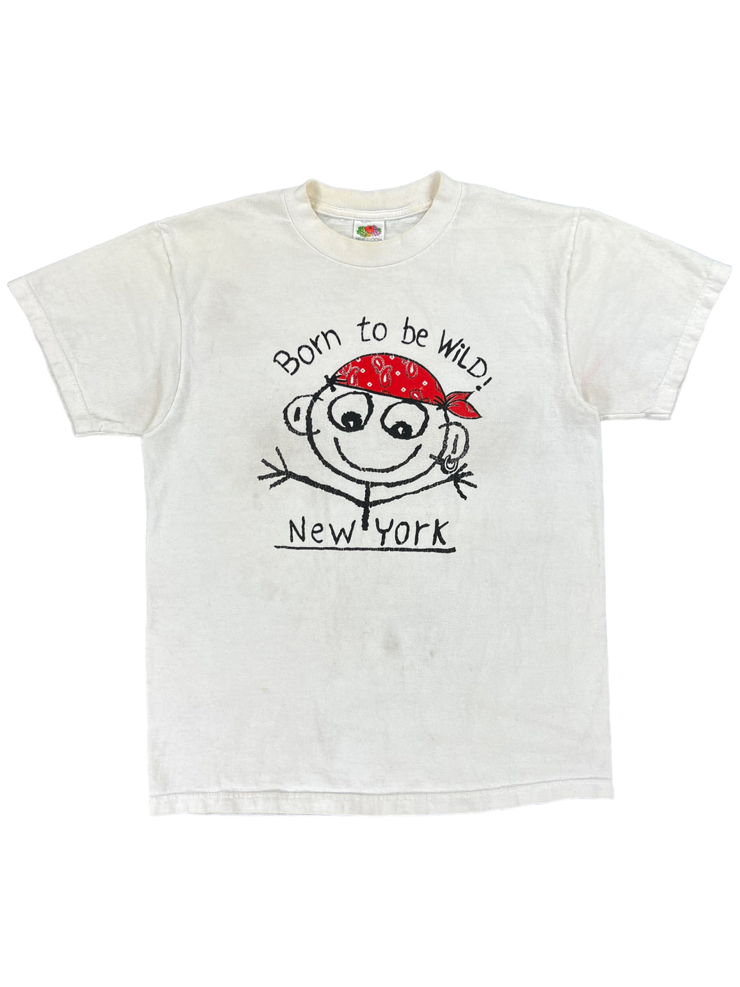 Vintage 2000s Born To Be Wild New York NYC stick man tee (M)