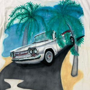 Vintage 90s Hand Painted car auto mobile tee (XL)