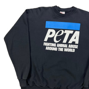 Vintage 90s PeTA fighting animal abuse around the world crewneck (XL)