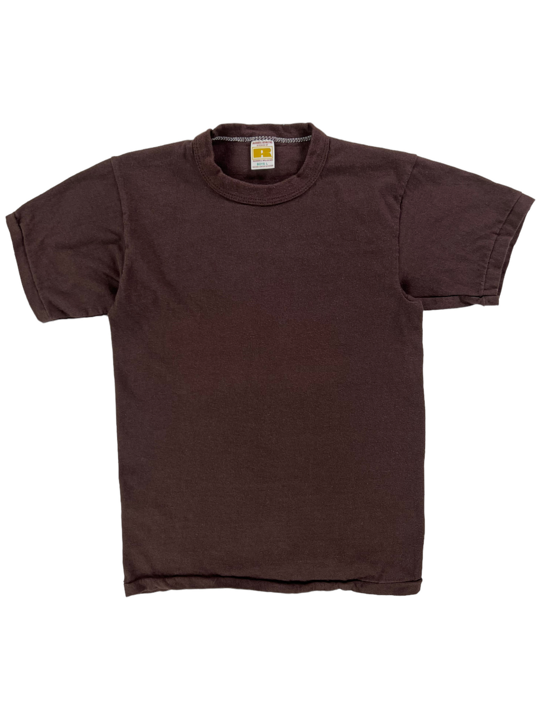 Vintage 70s Russell Athletic YOUTH blank brown tee (Boys L)