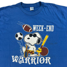 Load image into Gallery viewer, Vintage 80s Peanuts Snoopy &amp; Woodstock Week-End Warrior cartoon tee (XL)