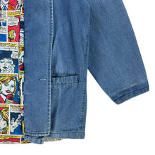 Load image into Gallery viewer, Vintage 80s Comic Strip lined denim jean jacket (XL)