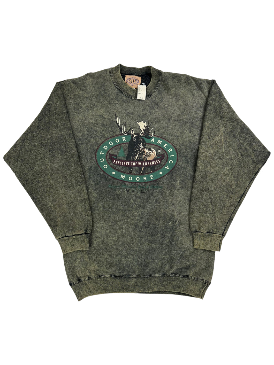 Vintage 90s Outdoor America Moose acid wash crewneck (XL) DS NWT