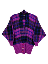 Load image into Gallery viewer, Vintage 90s I.B. Diffusion wool mohair plaid women’s cardigan sweater (M/L)