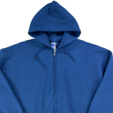 Load image into Gallery viewer, Vintage 90s Russell Athletic full zip up navy blank hoodie sweatshirt (XL)