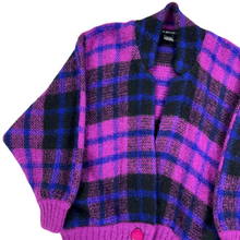 Load image into Gallery viewer, Vintage 90s I.B. Diffusion wool mohair plaid women’s cardigan sweater (M/L)