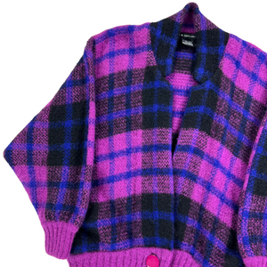 Vintage 90s I.B. Diffusion wool mohair plaid women’s cardigan sweater (M/L)