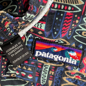 Vintage 90s Patagonia baggies Fitz Roy Wave Belted River all over print AOP board shorts (L)